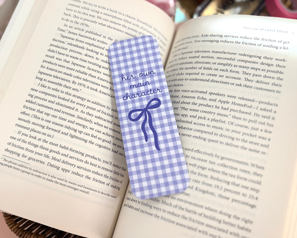 Her Own Main Character Gingham Bookmark