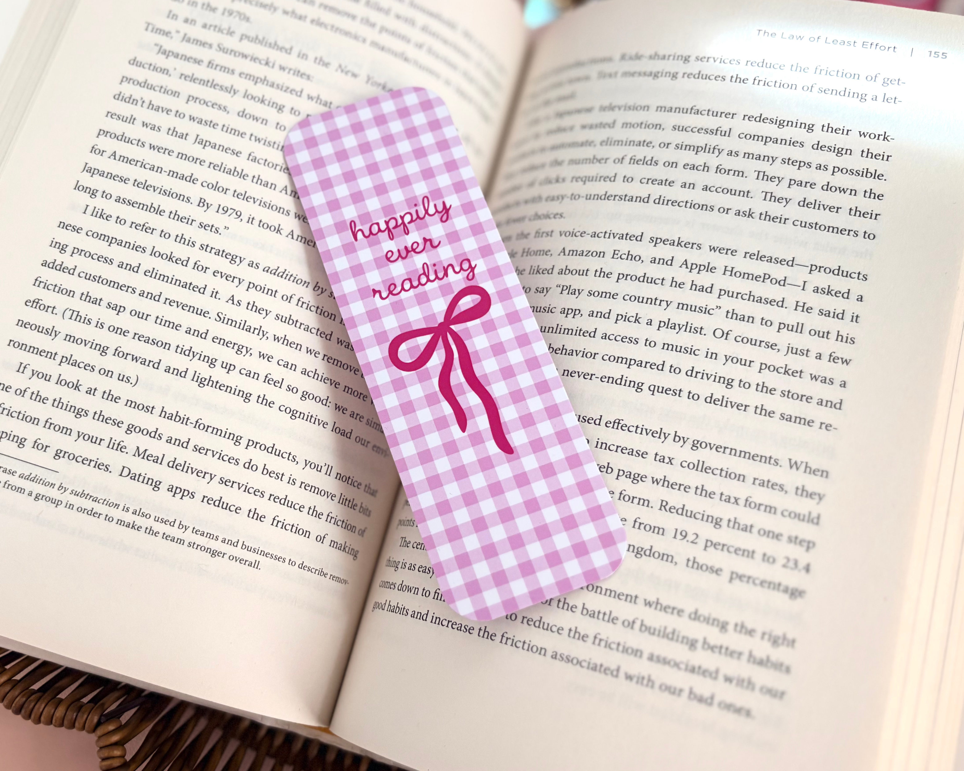 Happily Ever Reading Gingham Bookmark